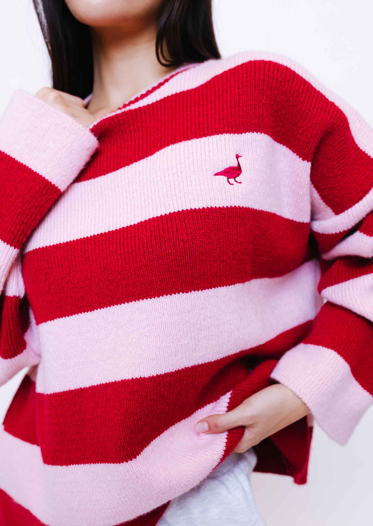 Unisex Knitted Striped Goose Sweatshirt