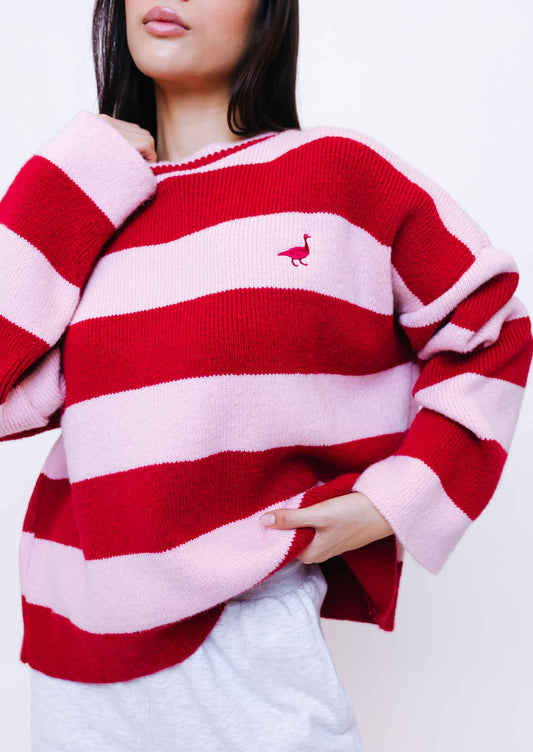 Unisex Knitted Striped Goose Sweatshirt