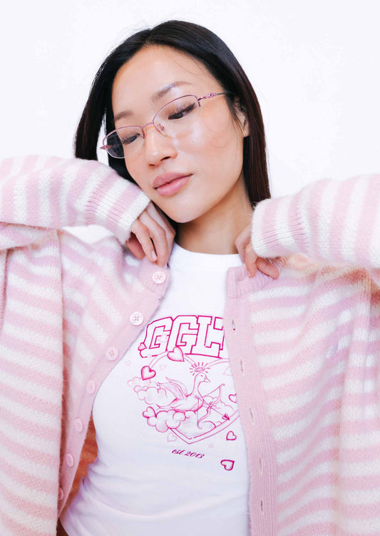 Knitted Goose Cardigan - Baby Pink