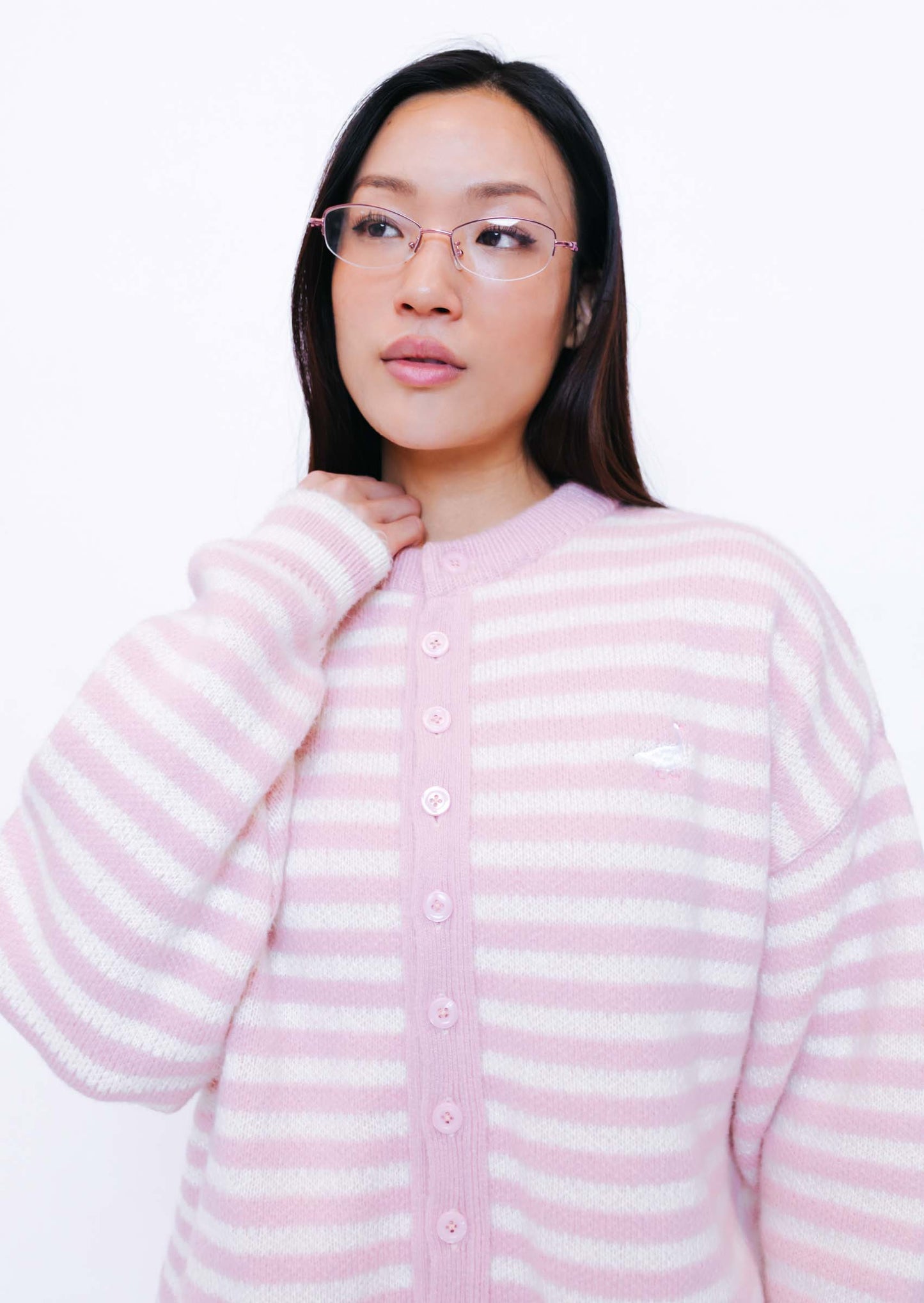 Knitted Goose Cardigan - Baby Pink