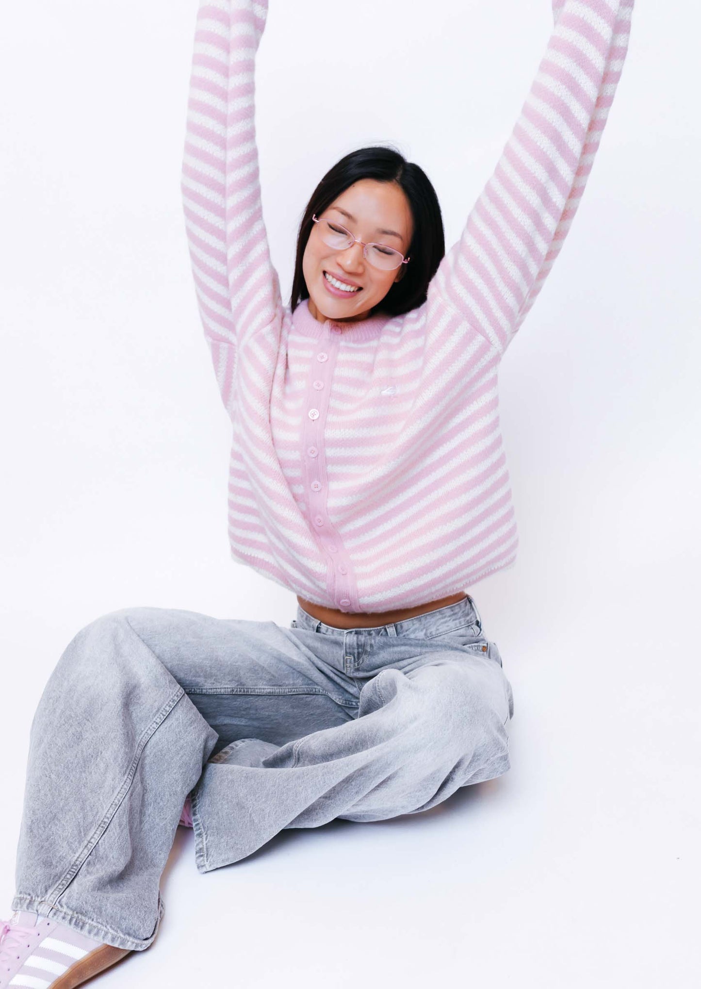 Knitted Goose Cardigan - Baby Pink