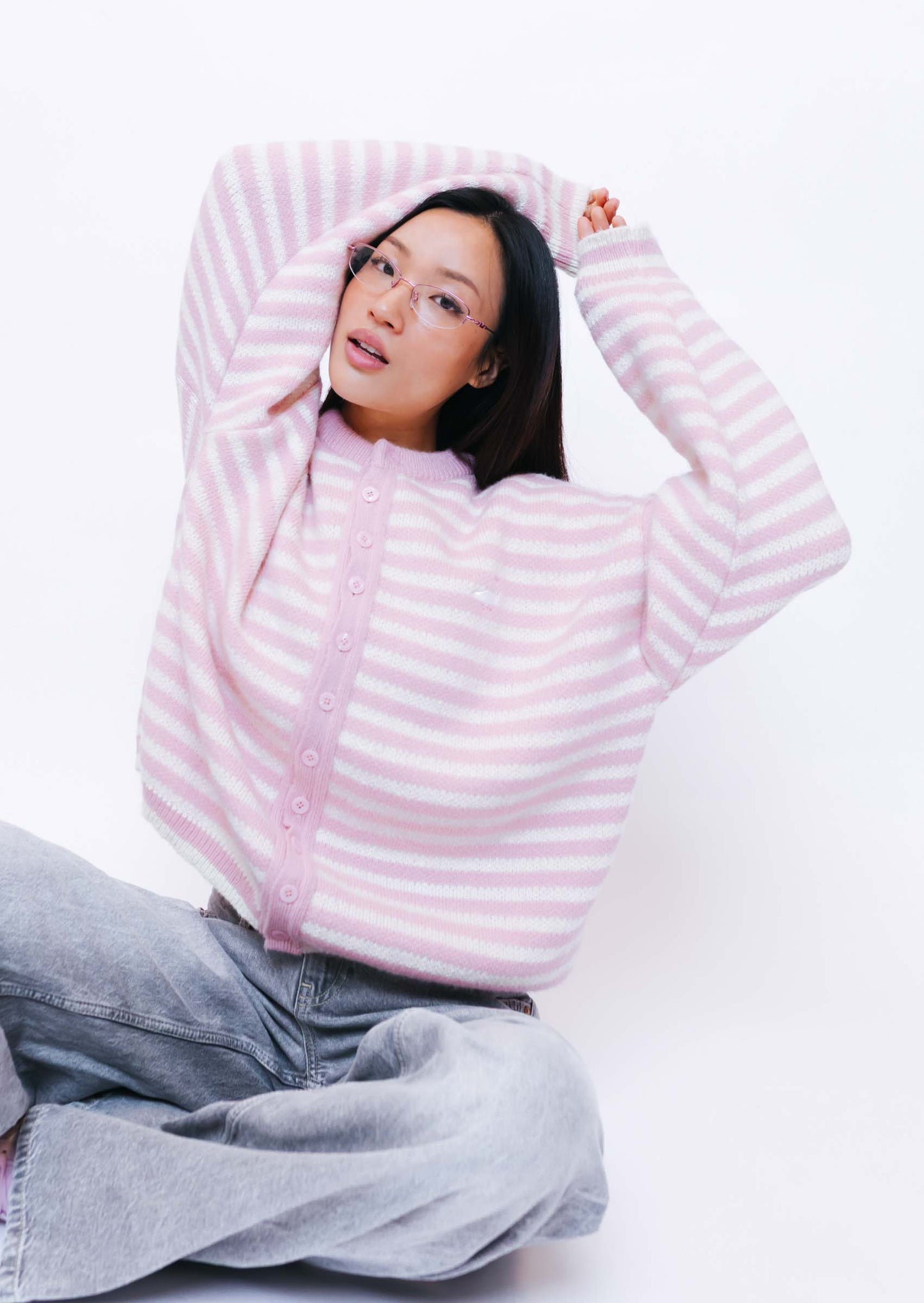 Knitted Goose Cardigan - Baby Pink