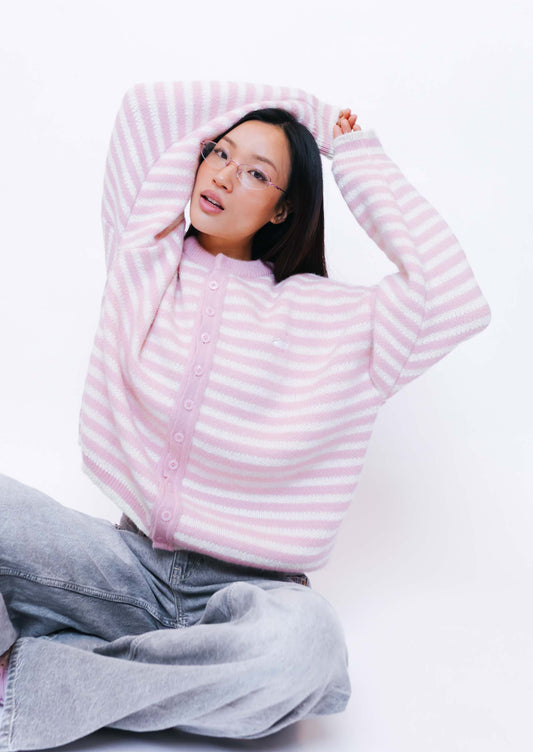 Knitted Goose Cardigan - Baby Pink