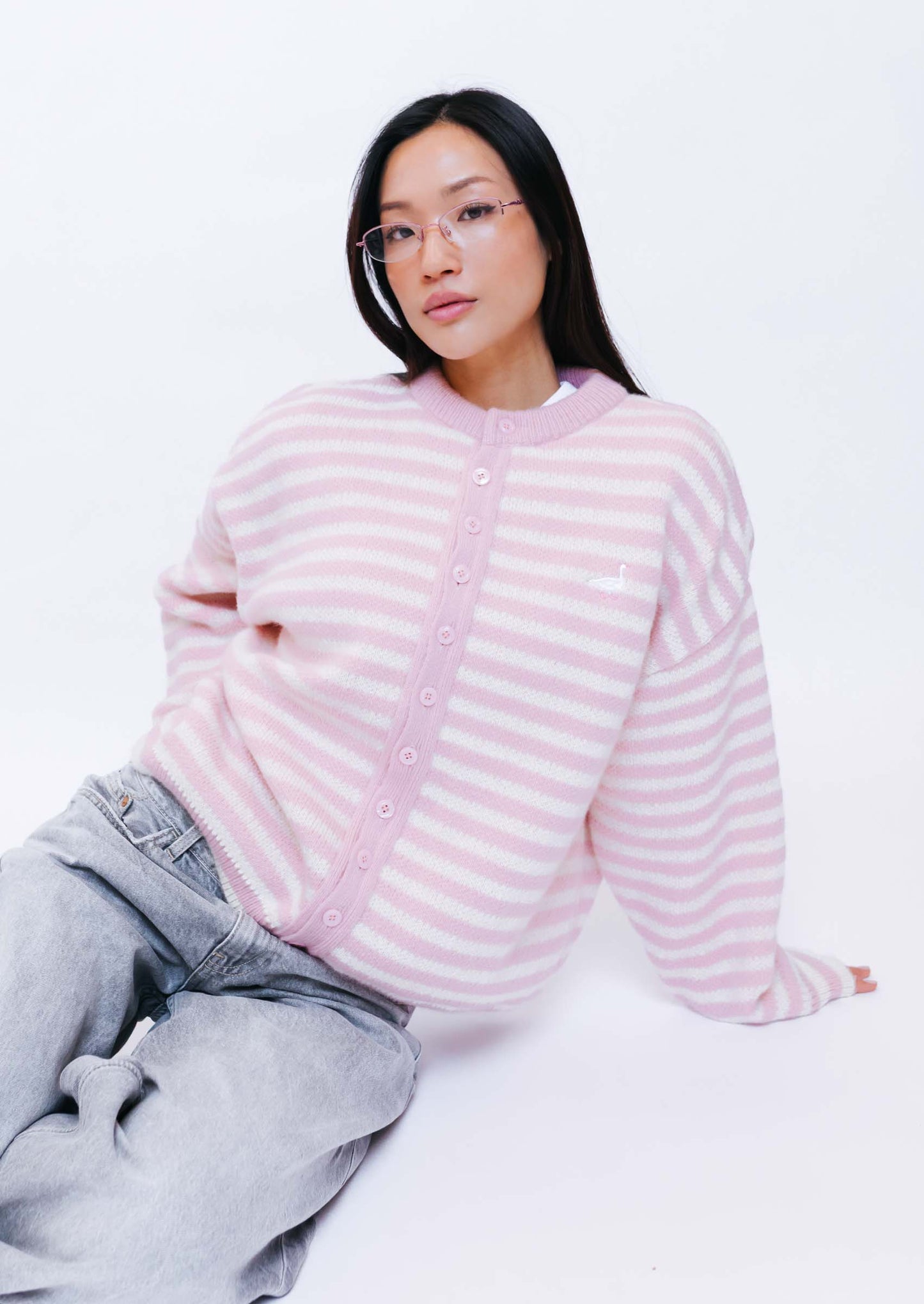 Knitted Goose Cardigan - Baby Pink