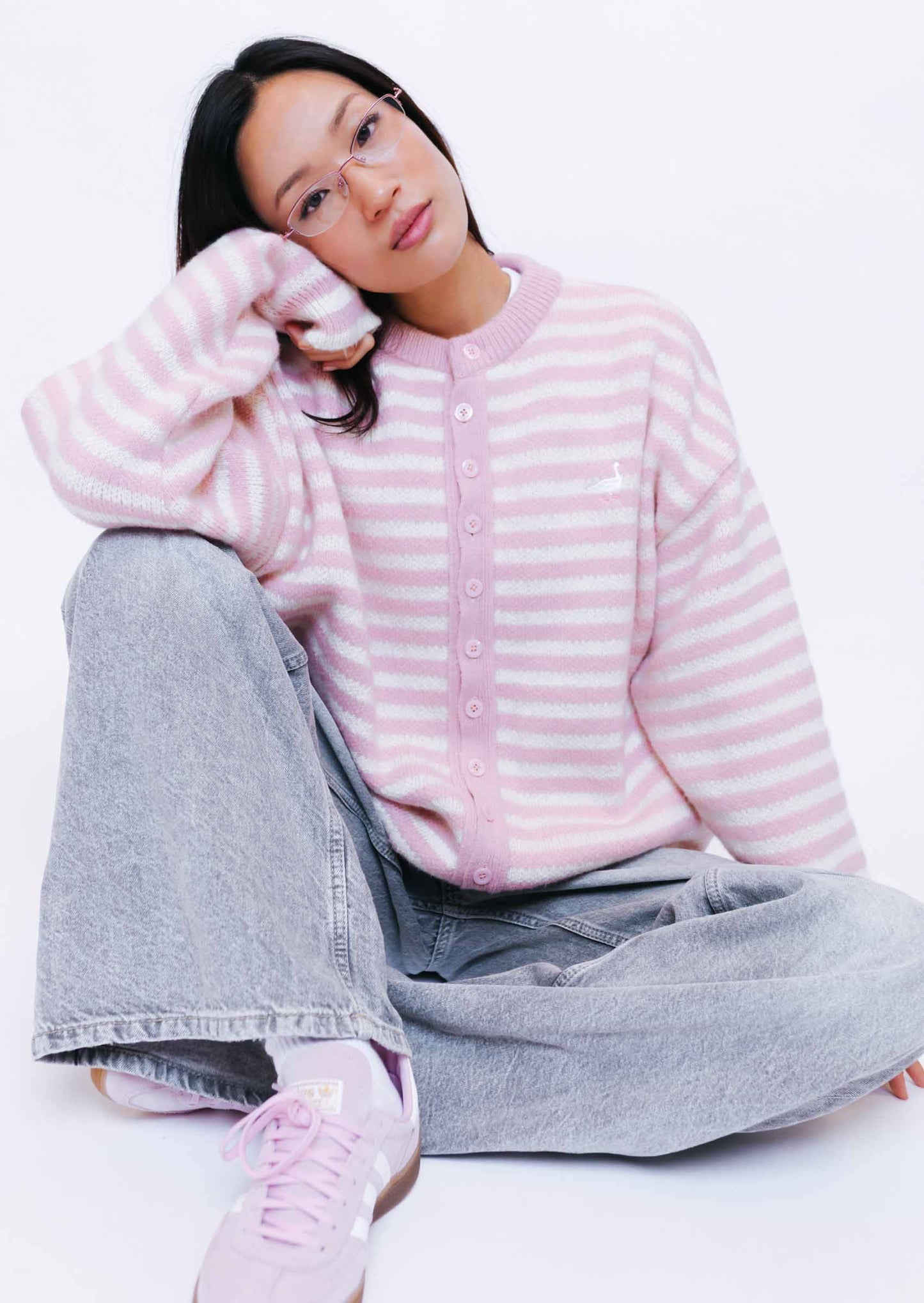 Knitted Goose Cardigan - Baby Pink