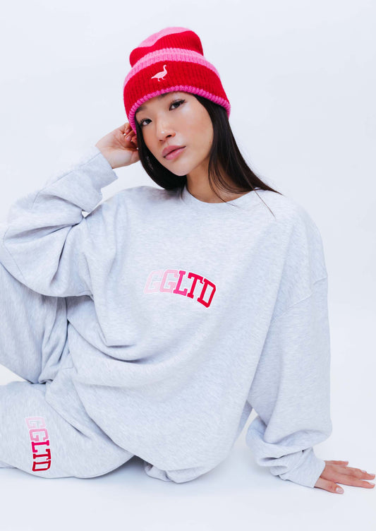 Unisex Striped Goose Beanie - Pink/Red