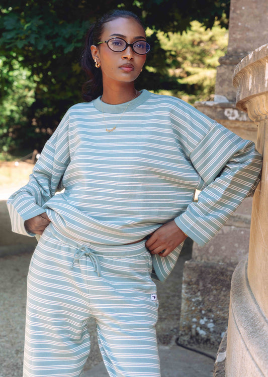 Knitted Striped Sweat - Sage