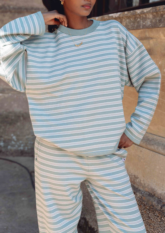 Knitted Striped Sweat - Sage