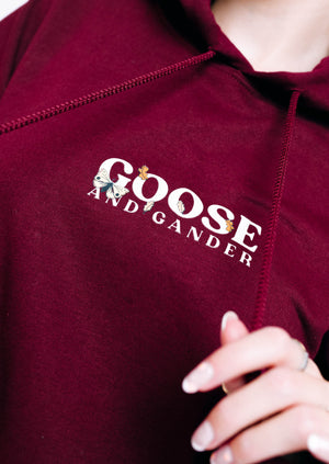 Unisex Burgundy Woodland Goose Hoodie