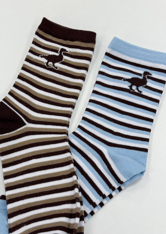 Goose Sock Set - Striped Navy/Brown