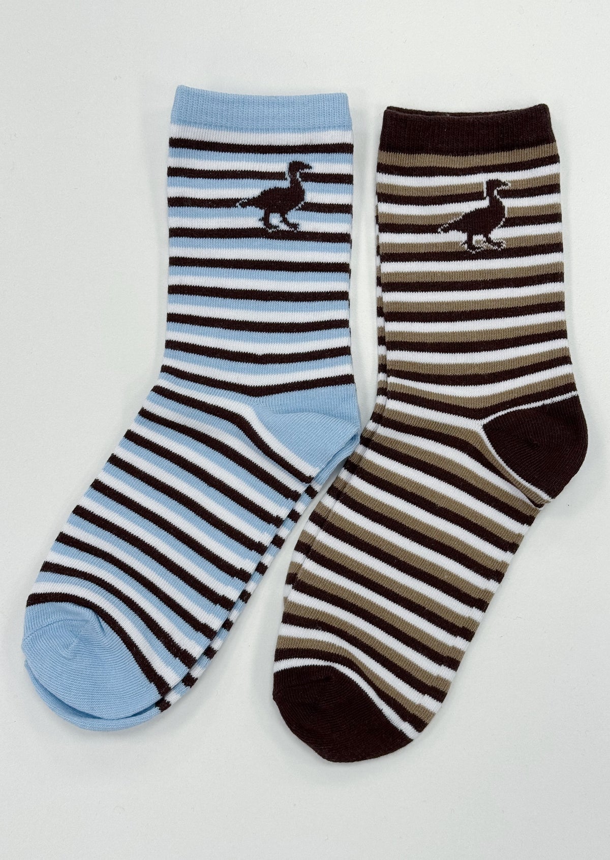 Goose Sock Set - Striped Navy/Brown