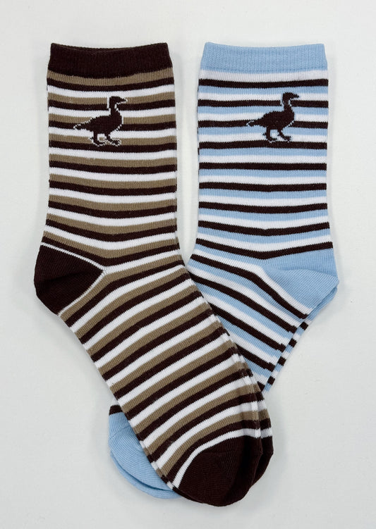 Goose Sock Set - Striped Navy/Brown