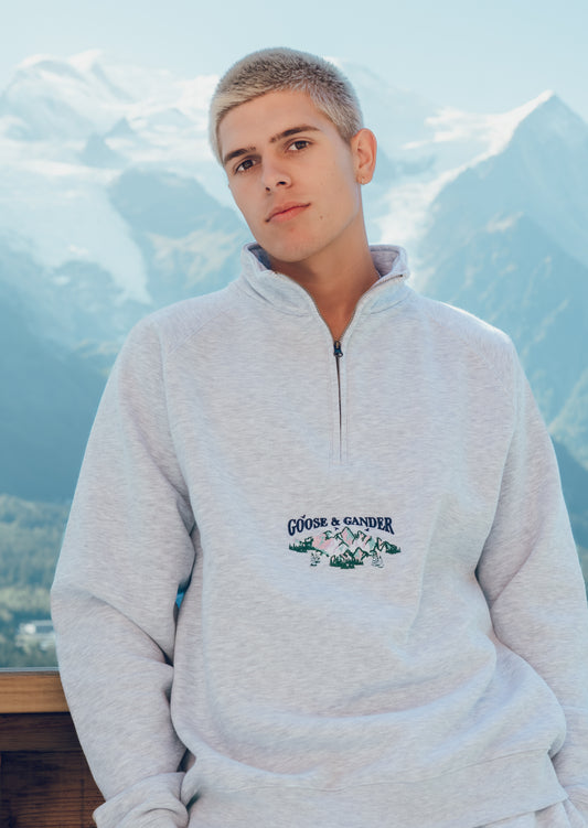 Mountain 1/4 Zip Sweat - Ash Grey
