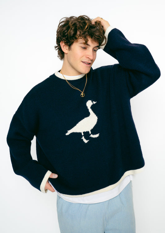 Knitted Goose Jumper - Navy