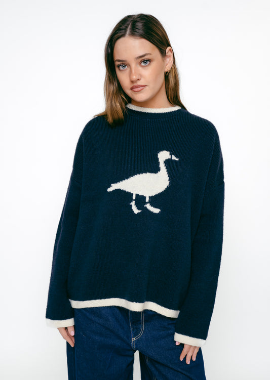 Knitted Goose Jumper - Navy