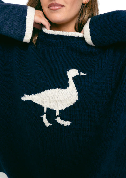Knitted Goose Jumper - Navy