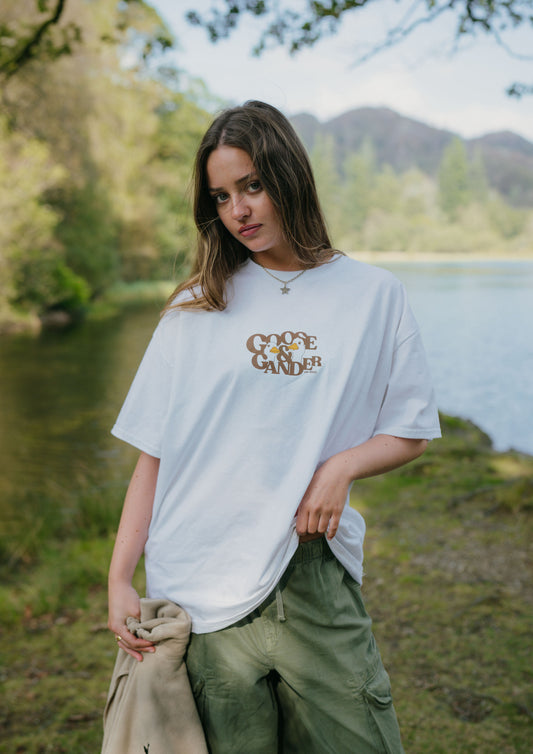 Unisex Mocha Goose Gambit Tee - White