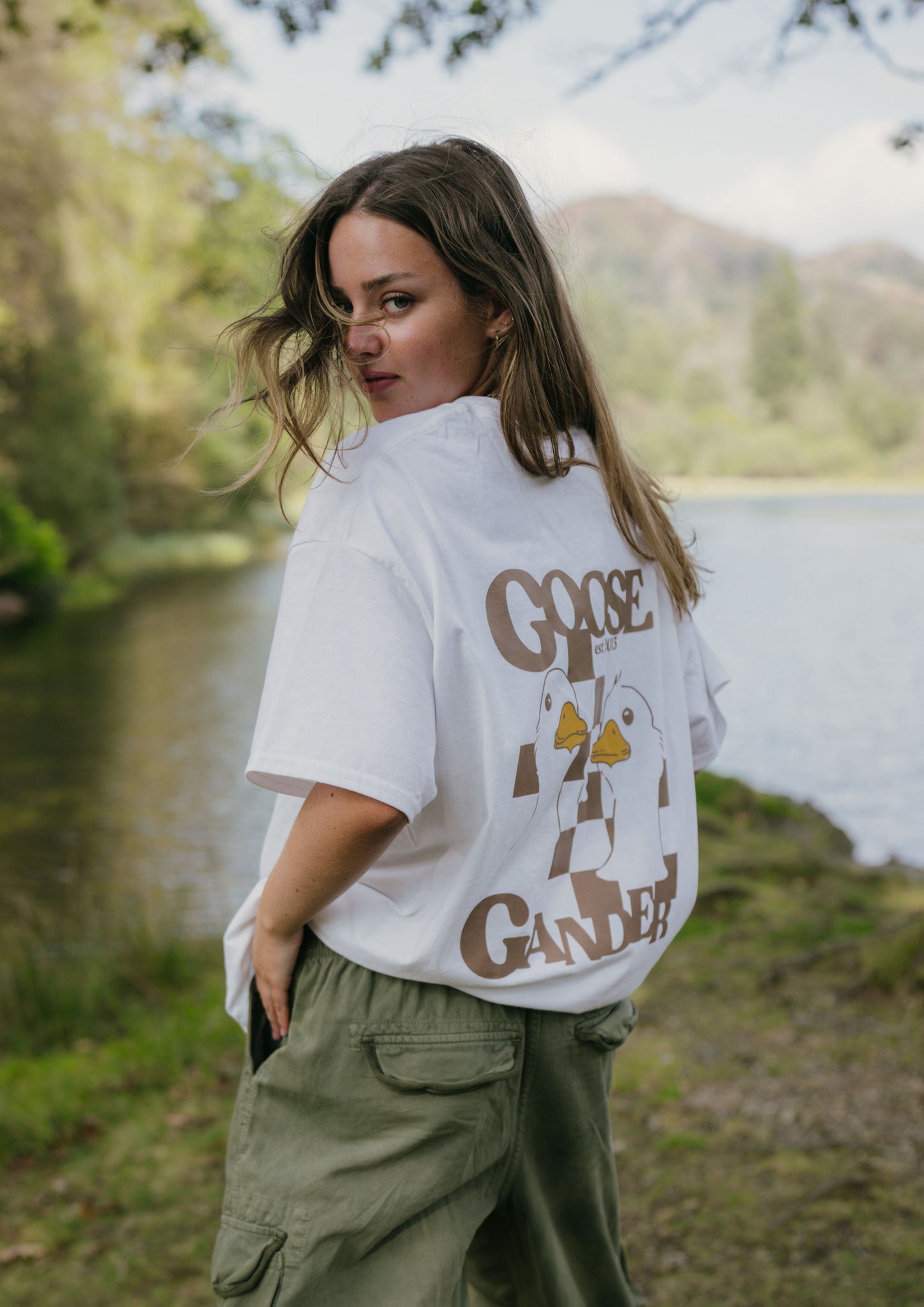 Unisex Mocha Goose Gambit Tee - White